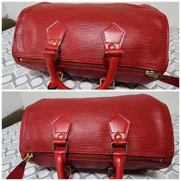 Authentic LOUIS VUITTON Red Epi Leather Speedy 25 Bag - Picture 14 of 15